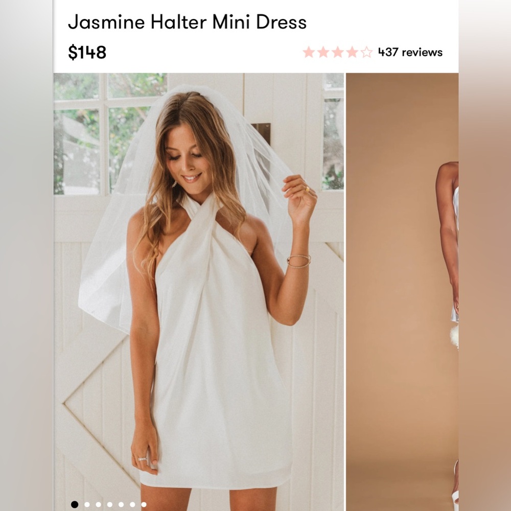 Show Me Your Mumu Jasmine Halter Mini Dress Ivory Luxe Satin L NWT